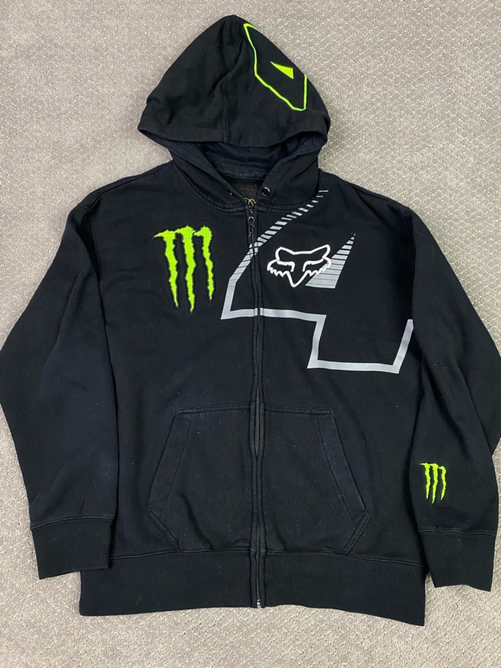 Fox Racing Monster Energy Hoodie Ricky Carmichael #4 Men's XL Vintage Y2K